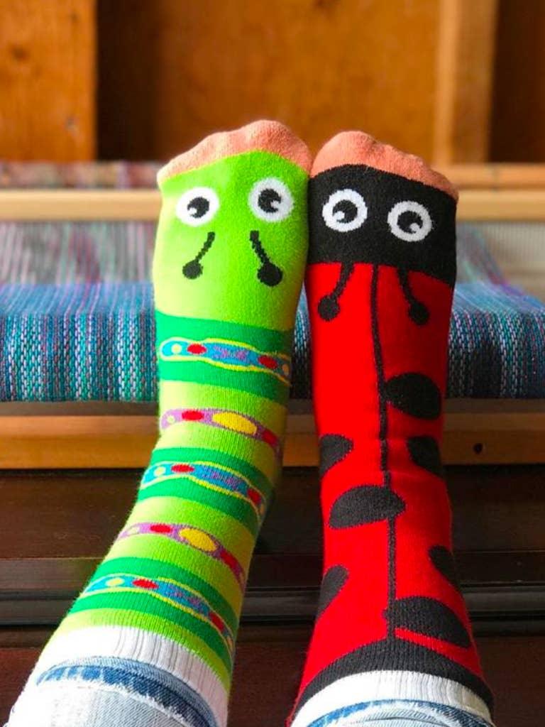 Ladybug & Caterpillar | Adult Socks | Mismatched Cute Crazy Fun Socks - Pals Socks - The Sock Monster