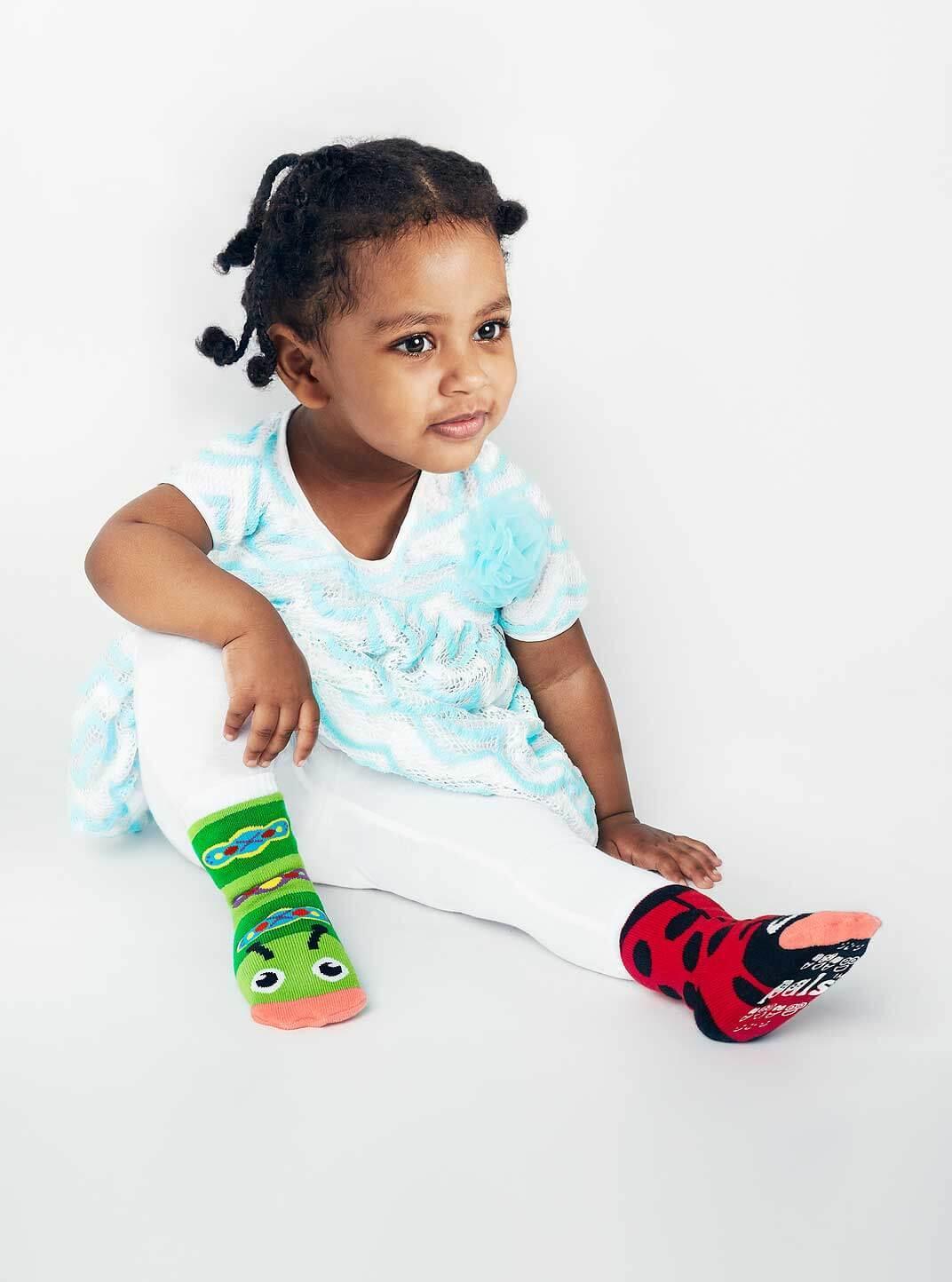 Ladybug & Caterpillar | Kids Socks | Mismatched Cute Crazy Fun Socks - Pals Socks - The Sock Monster