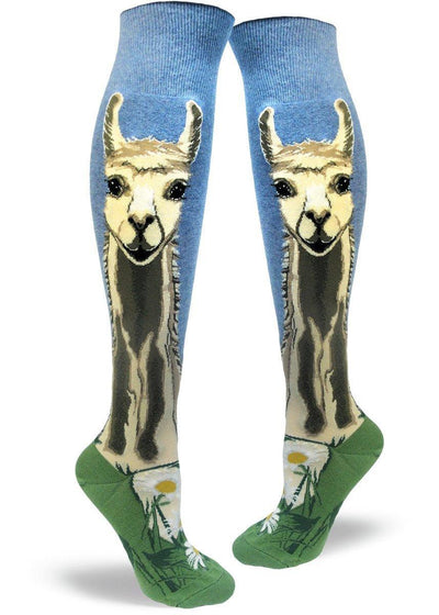 Lovely Llama, Roll Top Women's Knee-high - ModSock - The Sock Monster