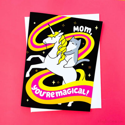 "Mom, You're Magical!" Cat Riding Unicorn | Mother's Day Card