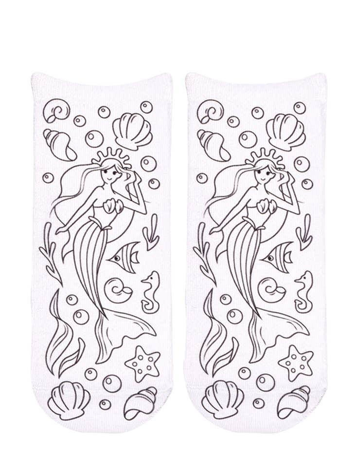 Mermaid Coloring Socks - Living Royal - The Sock Monster