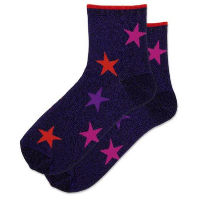 METALLIC STARS, Women's ANKLET Quarter Crew - Hot Sox - The Sock Monster