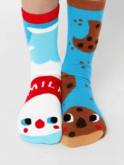 Milk and Cookies | Teen and Adult Socks | Mismatched Cute Crazy Fun Socks