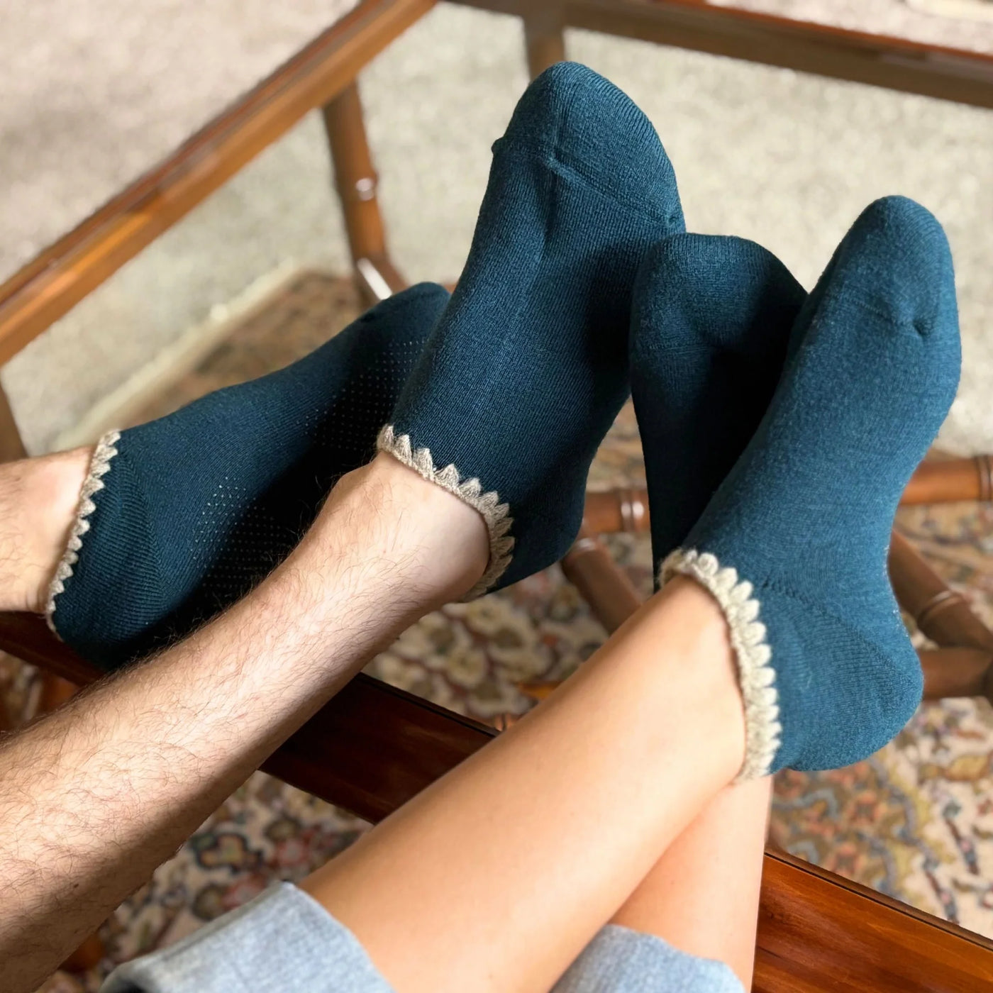 Handcrafted Slipper Socks | Modern Earth Color | Wool with Grips | Medium