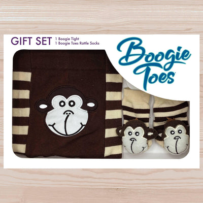 Monkey Boy Tight and Rattle Socks Gift Box 6-12M - Liventi - The Sock Monster