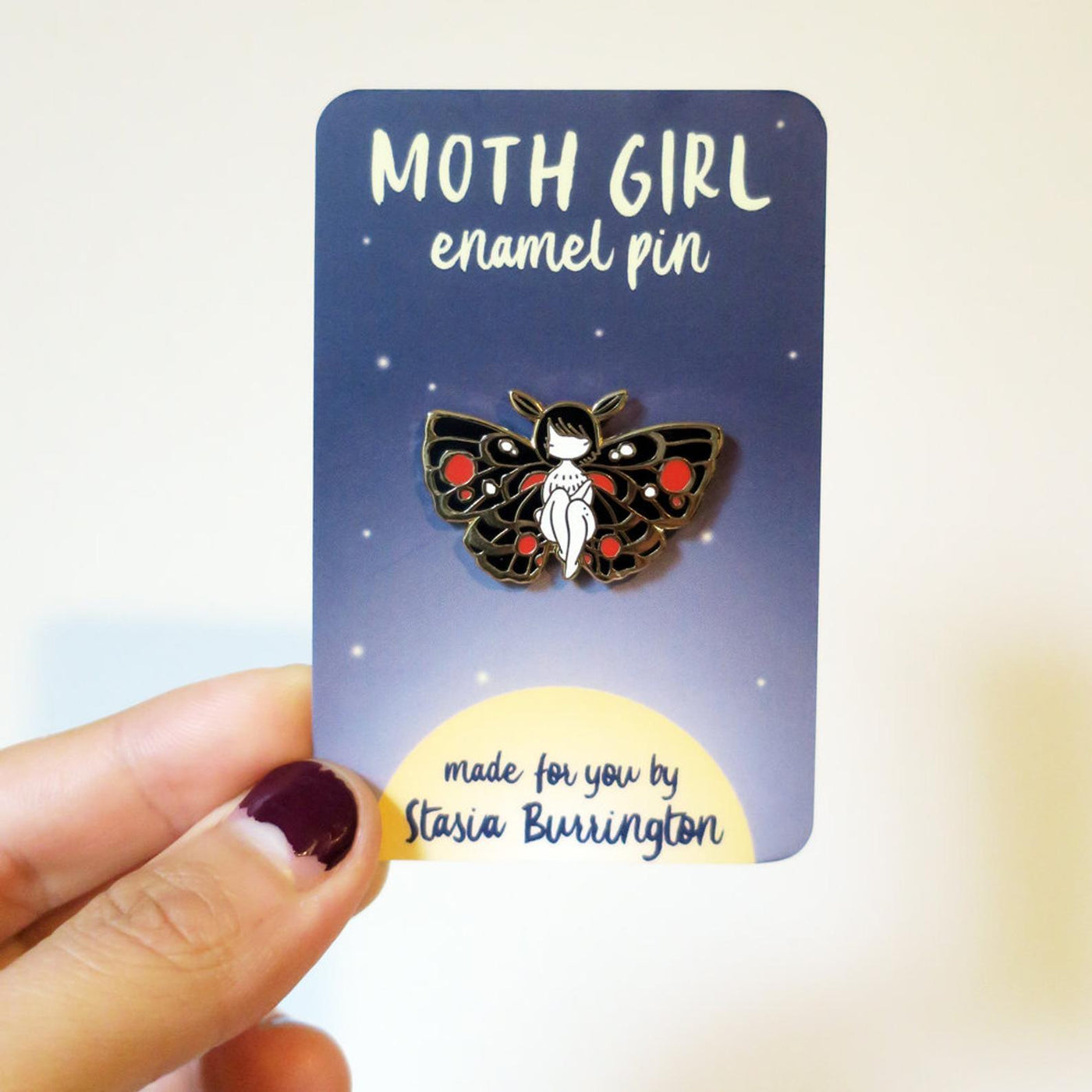 Moth Girl | Enamel Pin - Stasia Burrington - The Sock Monster