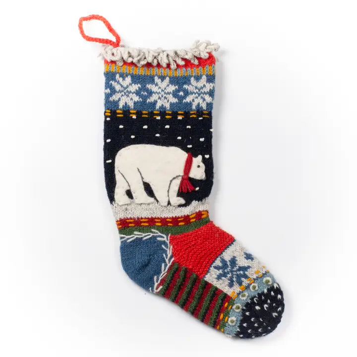 North Pole | Wool Knit Holiday Stocking