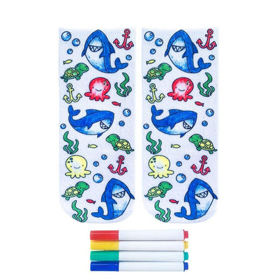 Ocean Pals Coloring Socks - Living Royal - The Sock Monster