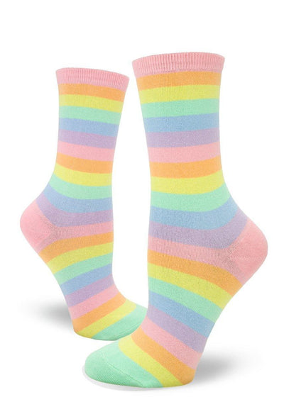 Pastel Rainbow Striped, Women's Crew - ModSock - The Sock Monster