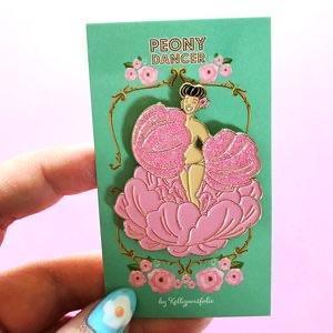Peony Girl | Soft Enamel Pin - Kitschy Delish - The Sock Monster
