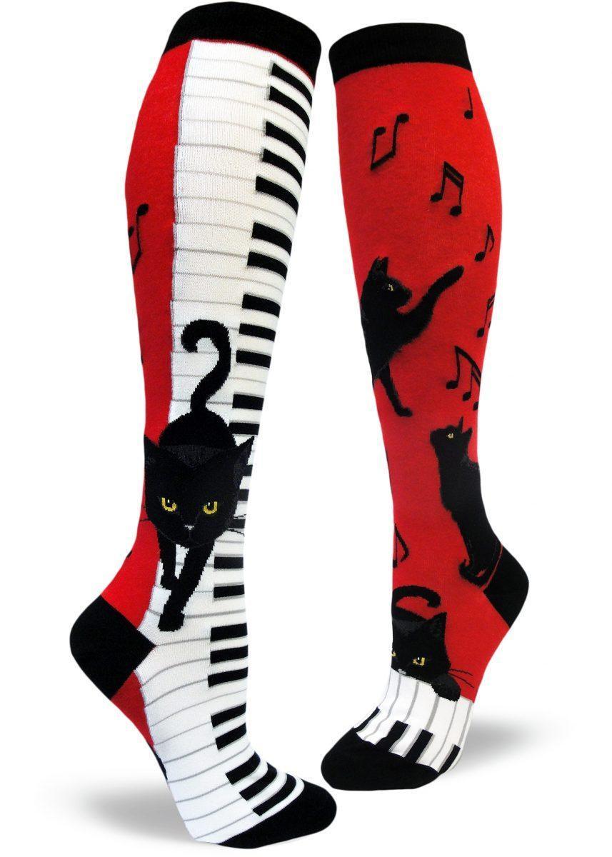 Piano Cat, Women's Knee-high - ModSock - The Sock Monster
