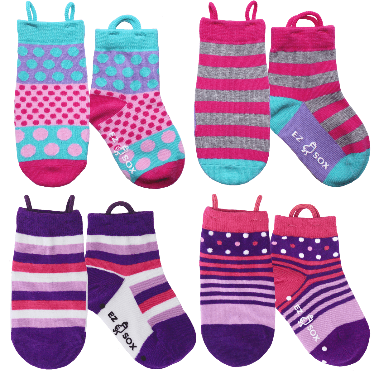 Pink & Purple Socks-4pk - EZ-Sox - The Sock Monster
