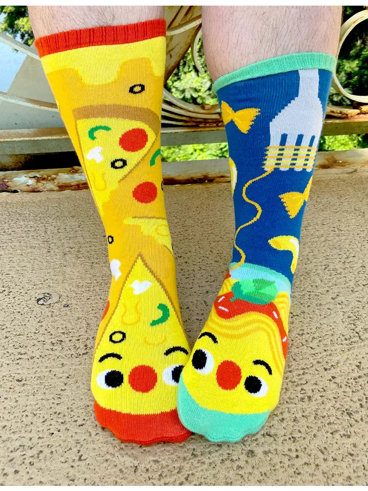 Pizza and Pasta | Teen and Adult Socks | Mismatched Cute Crazy Fun Socks