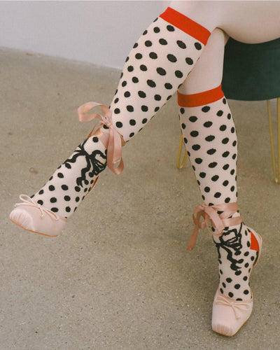 Polka Dot Bow | Sheer Knee-High Sock