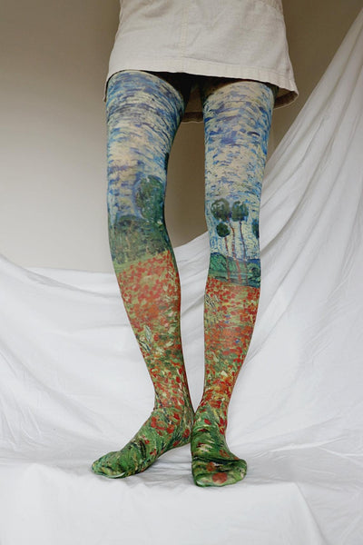 Poppy field by Van Gogh | Printed Tights - Tabbisocks - The Sock Monster