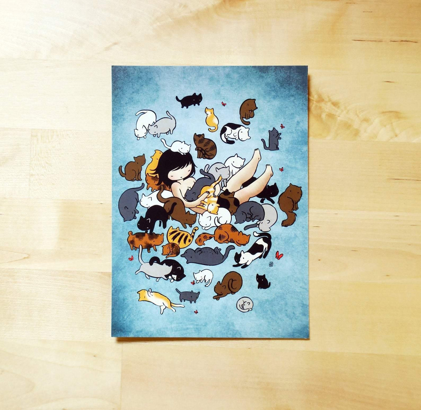 Postcard - Kitty Heaven | Mini Print - 5x7 - Stasia Burrington - The Sock Monster