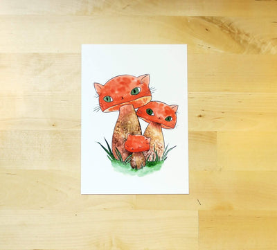 Postcard - Meowshroom "Boletes" Mushroom Cats | Mini Print 5x7 - Stasia Burrington - The Sock Monster