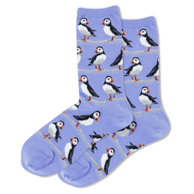 PUFFINS , Women's Crew - Hot Sox - The Sock Monster
