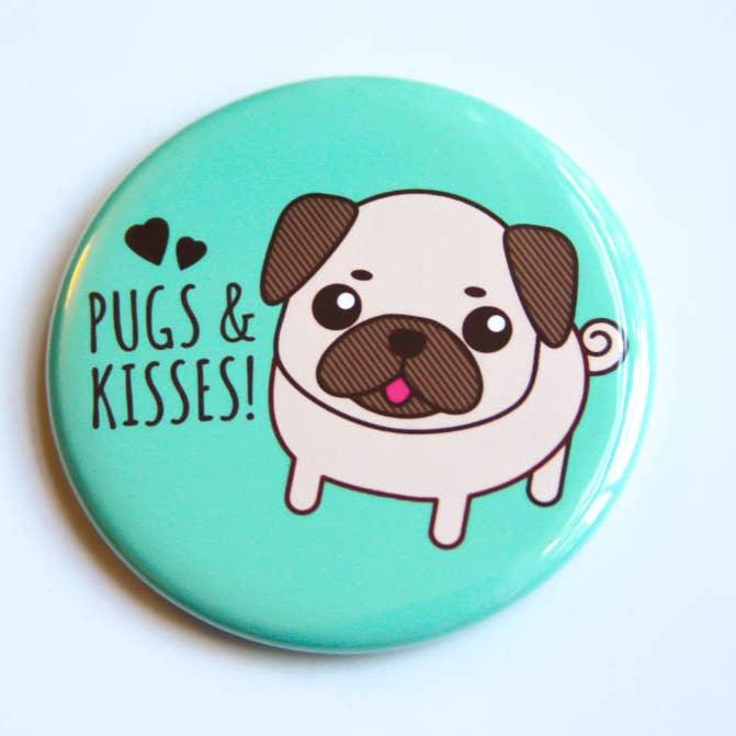 Pugs & Kisses Pug Dog | Magnet - Tiny Bee Cards - The Sock Monster