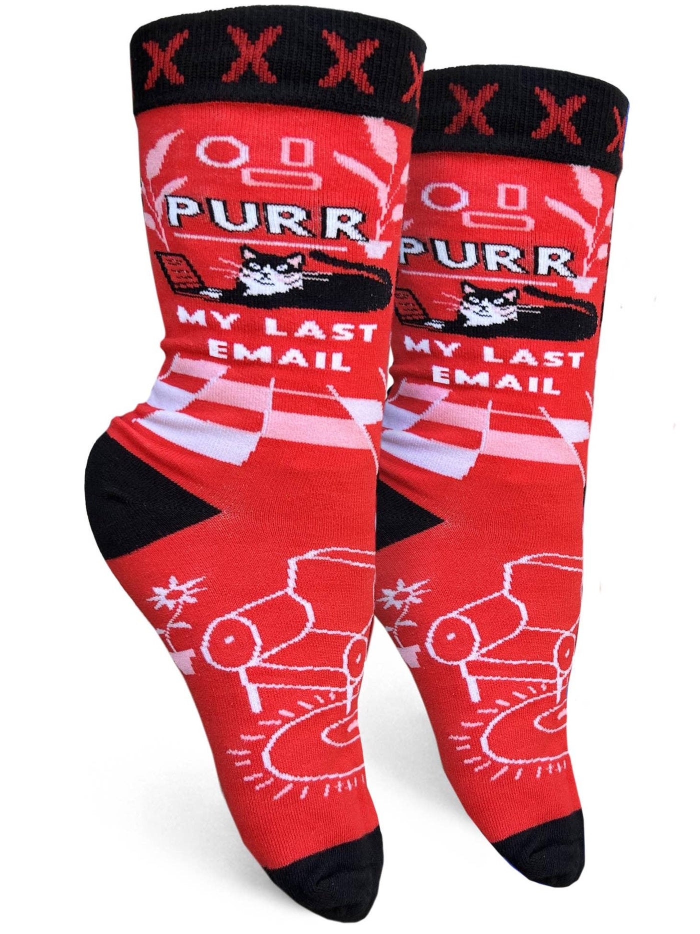 Purr My Last Email, Womens Crew - Groovy Things - The Sock Monster