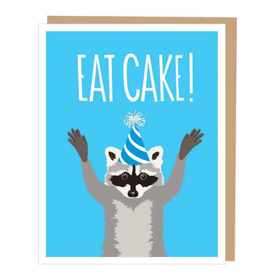 Raccoon Eat Cake, Birthday Card - Apartment 2 Cards - The Sock Monster