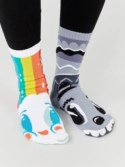 Rainbowface & Mr. Gray | Adult Socks | Mismatched Cute Crazy Fun Socks - Pals Socks - The Sock Monster