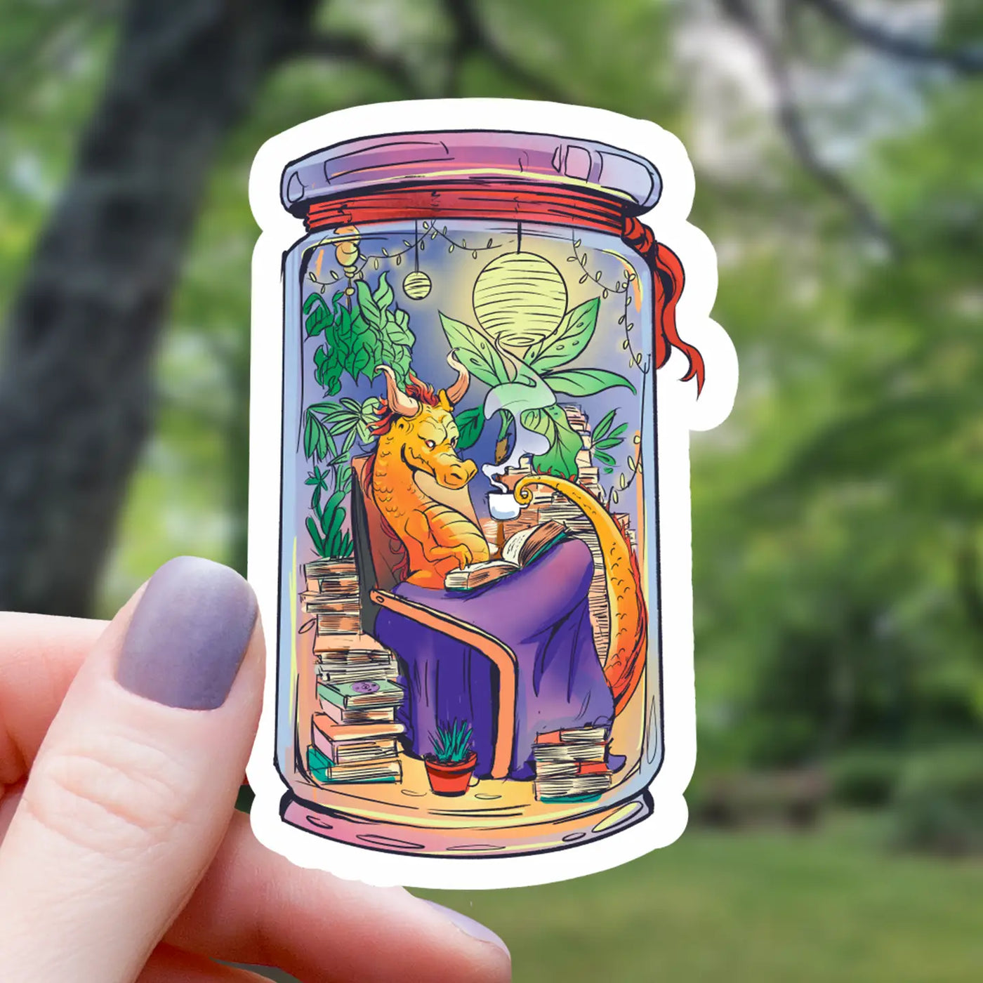 Reading Dragon Terrarium | Vinyl Sticker