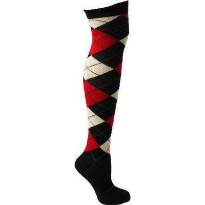 Red Argyle, Women's Over The Knee - Foot Traffic - The Sock Monster