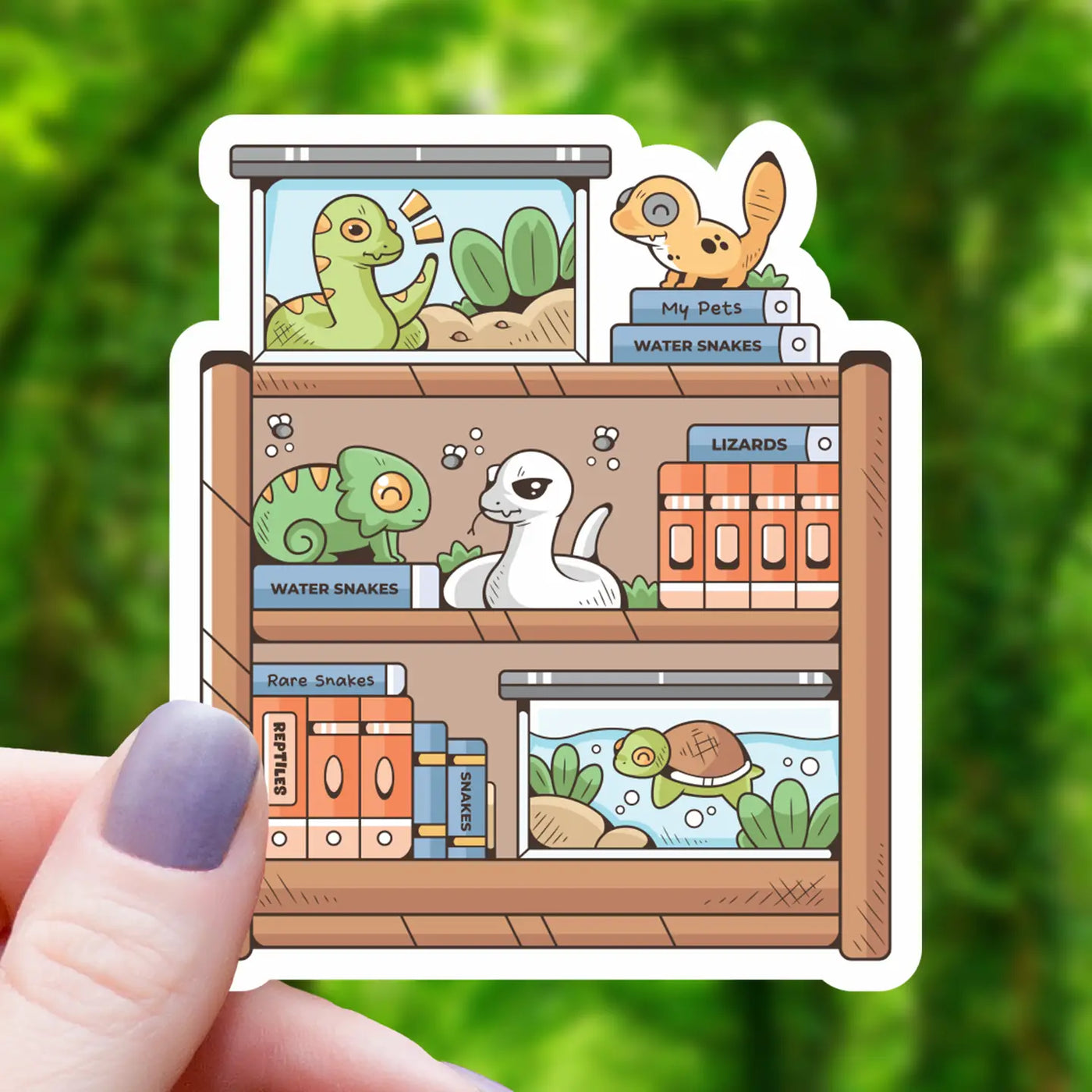 Reptiles Bookshelf | Vinyl Sticker