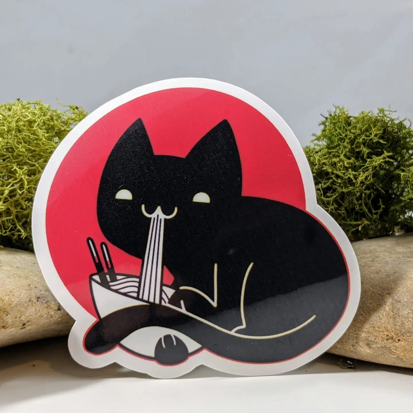 Rising Sun Cat Eating Ramen | Vinyl Sticker