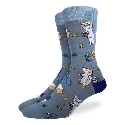 Science Cats, Extra Large (13-17 Men's) Crew - Good Luck Sock - The Sock Monster
