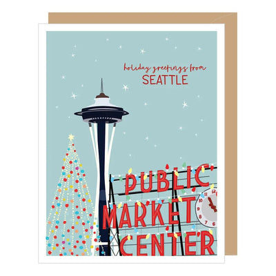Seattle Skyline, Christmas Card - Apartment 2 Cards - The Sock Monster