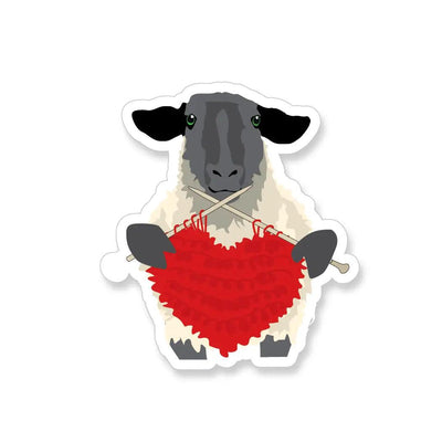 Sheep Knitting Red Heart Vinyl, Sticker - Apartment 2 Cards - The Sock Monster