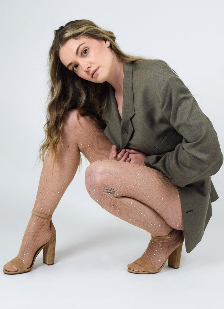 Sheer with Rhinestones | Fishnet Tights