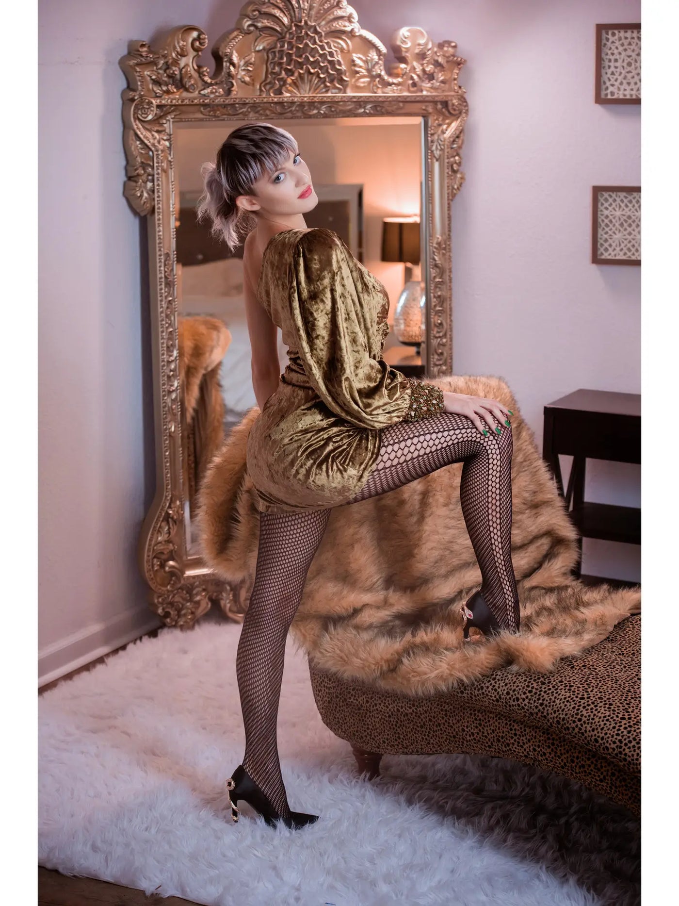 Black with Side Stripe | Fishnet Tights | Petite to Plus Size