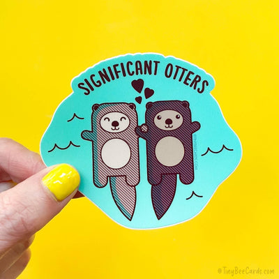 "Significant Otters" | Vinyl Sticker - Tiny Bee Cards - The Sock Monster