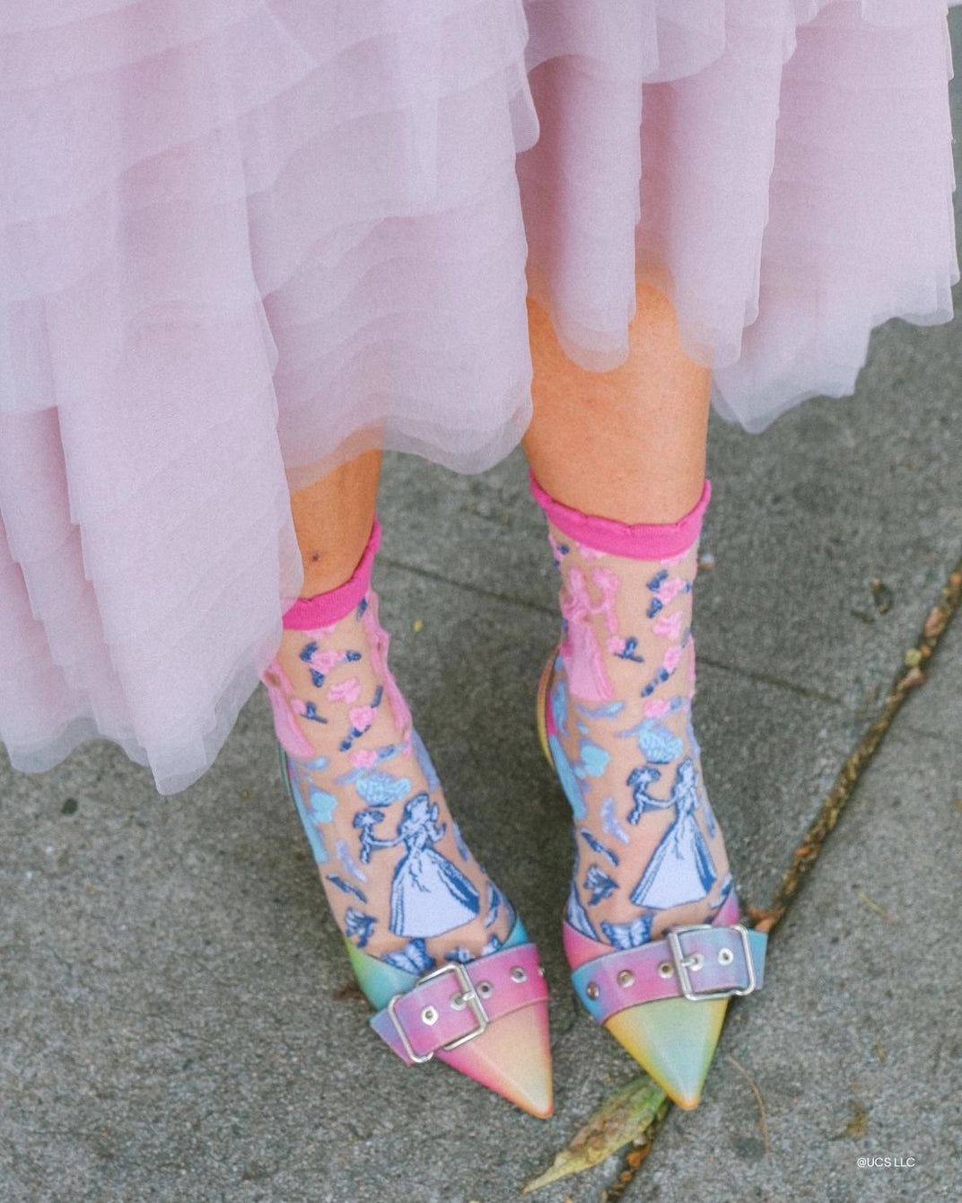 Glinda Silhouette | Wicked | Ruffled Sheer Crew Sock