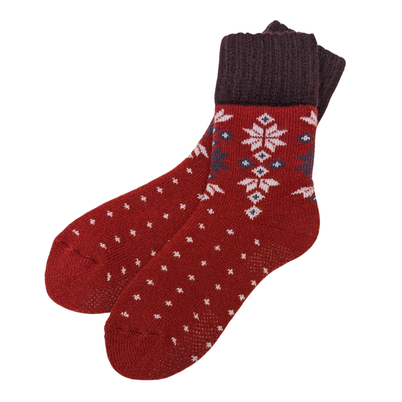 Snow Crystal Slipper Socks | Thermal with Grips | One Size