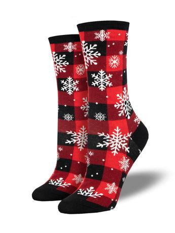 SNOWFLAKE PLAIDERN, Women's Crew - Socksmith - The Sock Monster