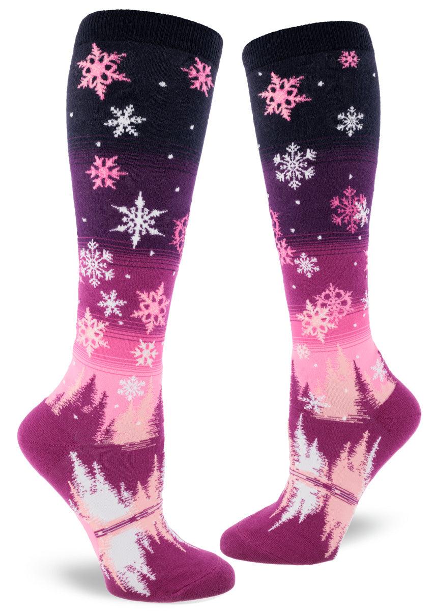 Snowflakes, Women's Knee-high - ModSock - The Sock Monster