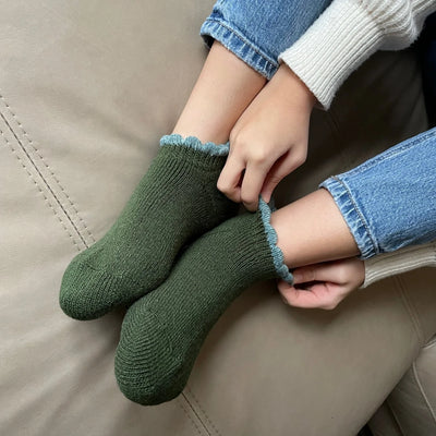 Handcrafted Slipper Socks | Thermal with Grips | Large