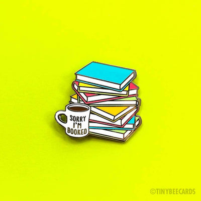 Sorry I'm Booked - Book Lover Enamel Pin - Tiny Bee Cards - The Sock Monster