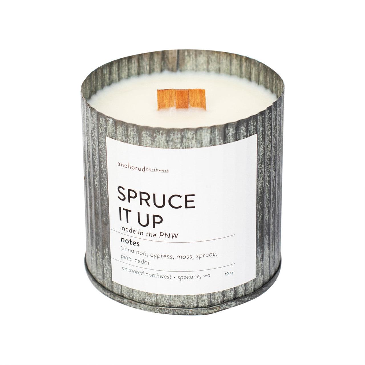 Spruce It Up 10oz Rustic Farmhouse Soy Candle - Anchored Northwest - The Sock Monster