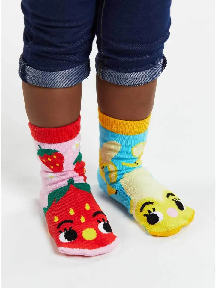 Strawberry and Banana | Kids Socks | Mismatched Fun Socks