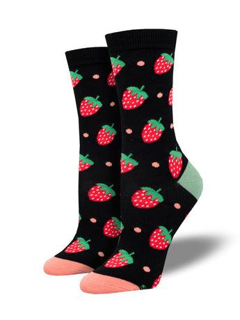 Strawberry Delight, Bamboo, Women's Crew - Socksmith - The Sock Monster