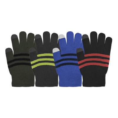Kids Touchscreen Striped Stretch Gloves
