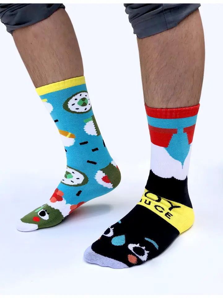 Sushi and Soy Sauce | Teen and Adult Socks | Mismatched Cute Crazy Fun Socks