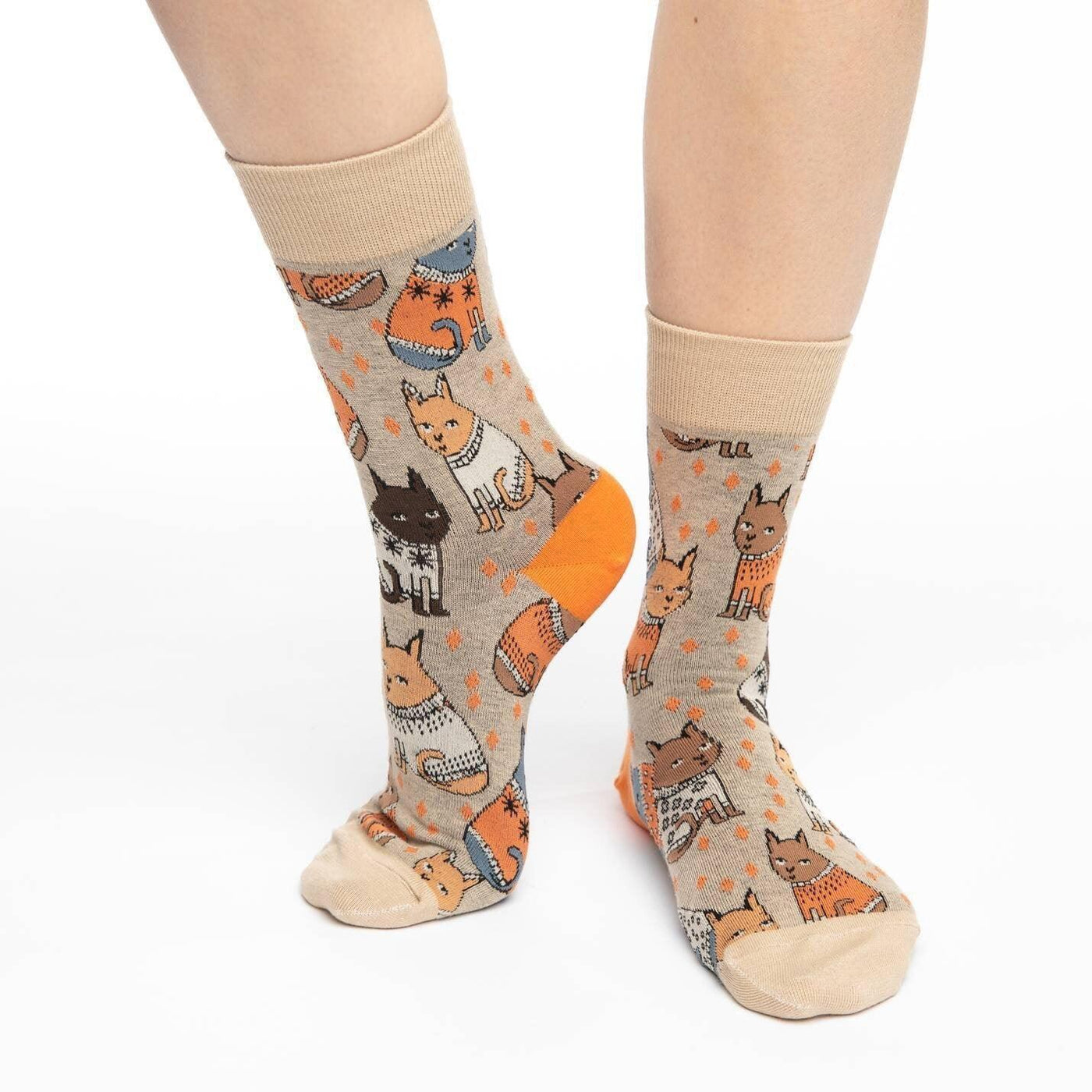Sweater Cats, Medium (5-9 Women's) Crew - Good Luck Sock - The Sock Monster