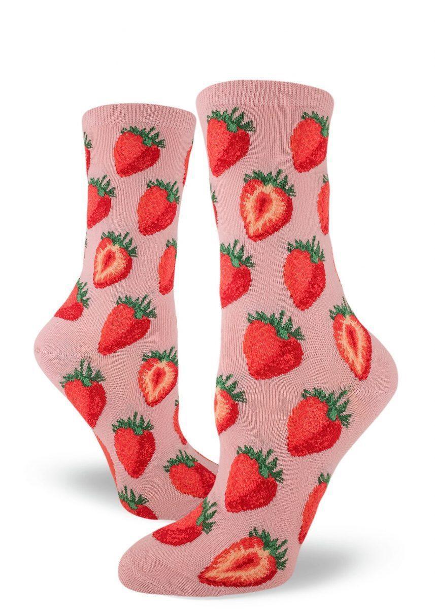Sweet Strawberries, Woman's Crew - ModSock - The Sock Monster