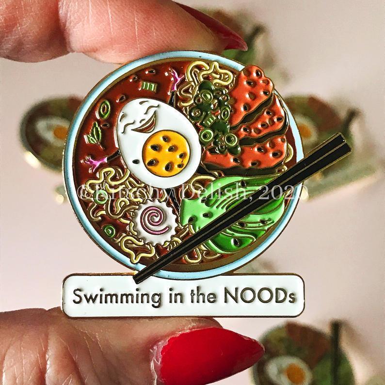 Swimming in the NOODs | Enamel Pin - Kitschy Delish - The Sock Monster
